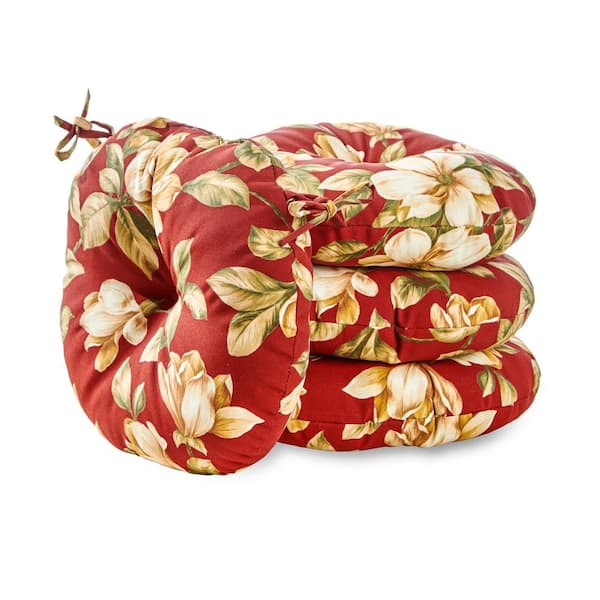 Greendale Home Fashions Roma Floral 15 in. Round Outdoor Seat Cushion (4-Pack)