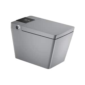 12 in. 1-Piece 1.32 GPF Dual Flush Square Smart Toilet in Matte Grey Seat Included with an LED Screen Display