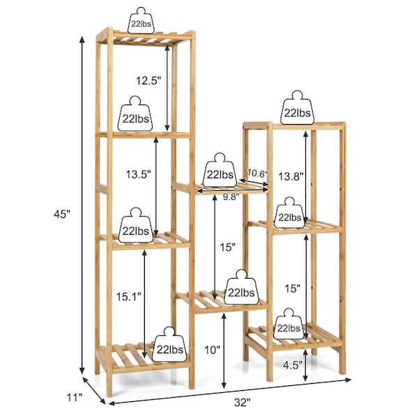 Costway Bamboo 9-Tier Plant Stand Utility Shelf Free Standing