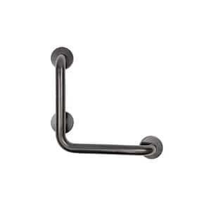 16 in./16 in. Right Hand Vertical Angle Grab Bar in Matte Black