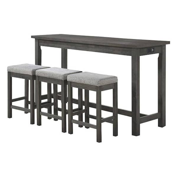 EVERGLADE HOME Brim 4-Piece Rectangular Gray Wood Top Counter Height Dining Room Set