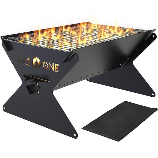 15 in. Portable Foldable Charcoal Grill in Black