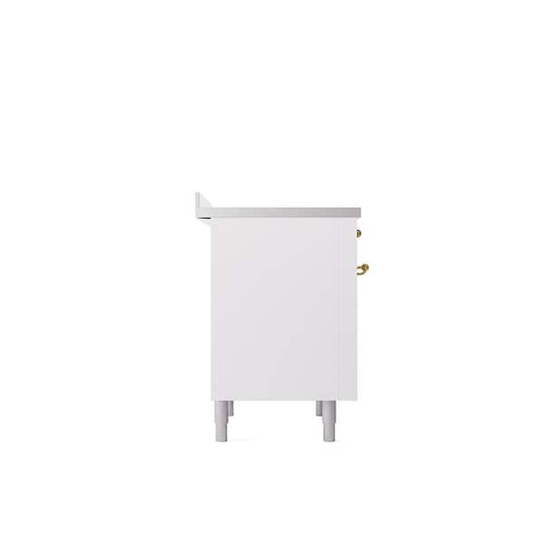 Nostalgie II 36 in. 6 Zone Freestanding Induction Range in White with Brass