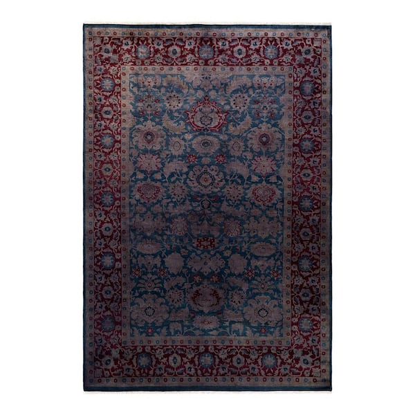 Chloe & Olivia Home Overdyed Blue 6 ft. x 9 ft. Solid Wool Indoor Area Rug