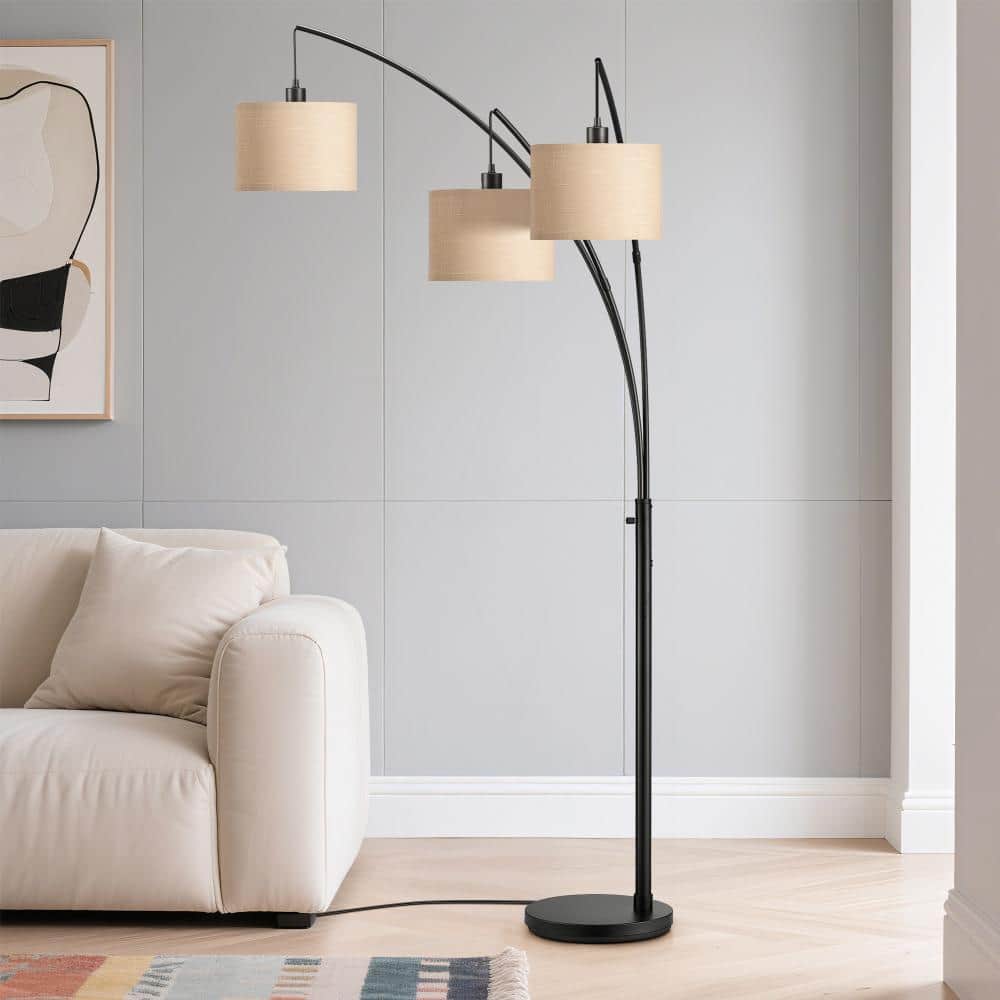 "Smathers 83"" H Arced Floor Lamp，3 Lights Lamp with Hanging Drum Shade, Floor Lamps with Heavy Base" price history on PriceWatchPro