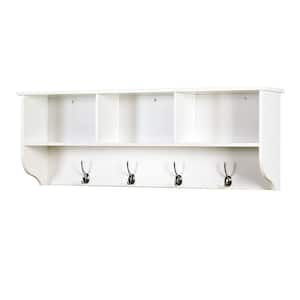 38.58 in. W x 7.87 in. D x 13.78 in. H Bathroom Storage Wall Cabinet, Wall Mounted Rack in White with 4 Dual Hooks