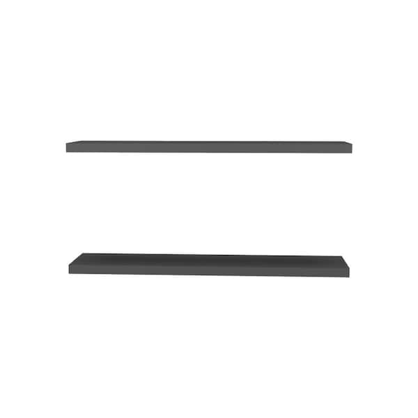 Unbranded 47.3 in. W x 9.8 in. D Matt Gray Wood Floating Decorative Wall Shelf with (Set of 2) Shelves Perfect for Wall Decorative
