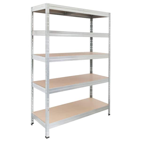5-Tier Galvanized Steel Garage Storage Shelving Unit in Silver with HDF Racks (39.4 in. W x 71 in. H x 20 in. D)