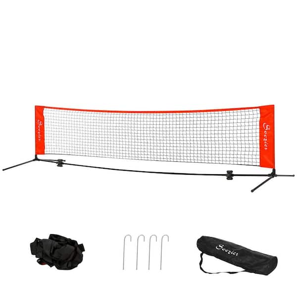 Tatayosi 10 ft. Portable Soccer Tennis, Pickleball, Badminton, Mini Tennis Net with Sideline and Storage Bag for Training, Red