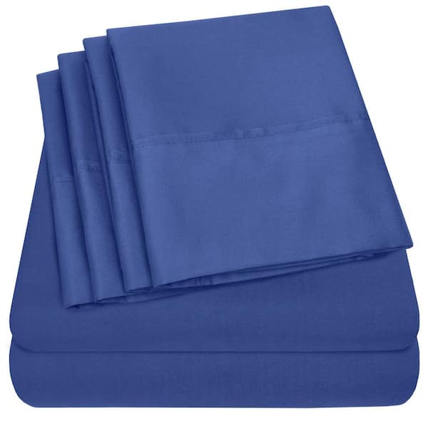 Sweet Home Collection 1500-Supreme Series 6-Piece Royal Solid Color Microfiber RV Queen Sheet Set