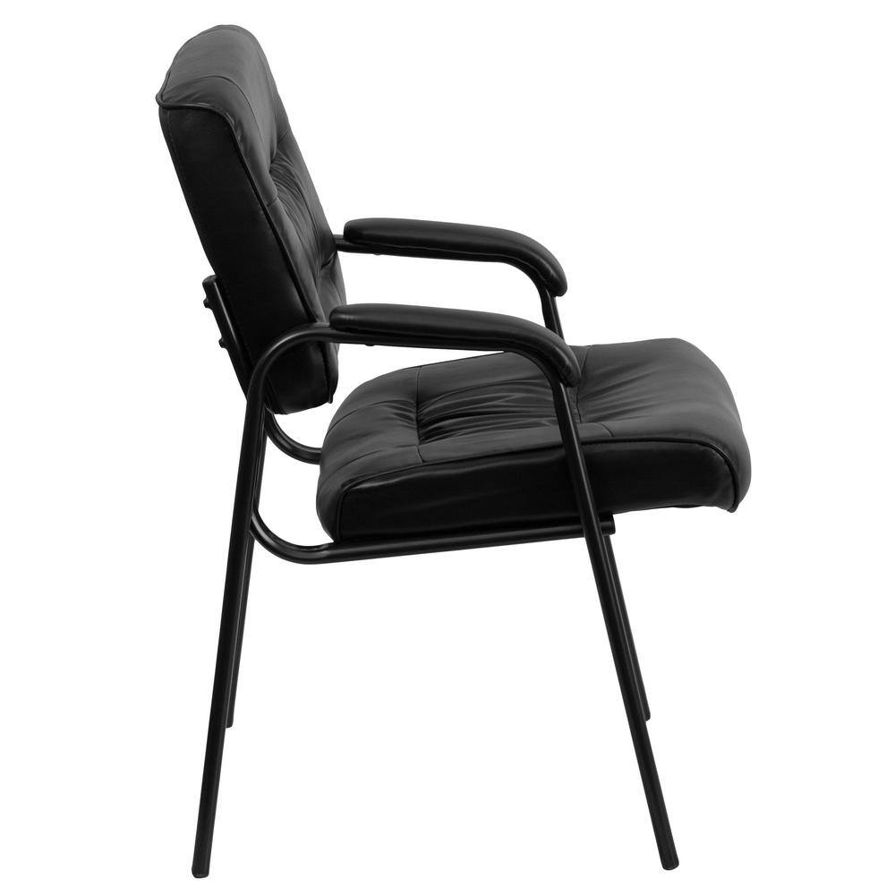 Black Leather and Metal Executive Reception Chair