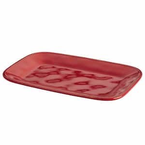 Cucina Dinnerware 8 in. x 12 in. Stoneware Rectangular Platter in Cranberry Red
