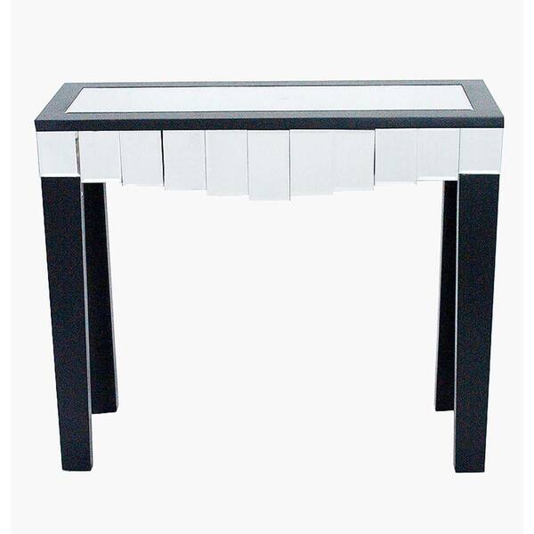 HomeRoots Shelly 36 in. Black Standard Rectangle Mirrored Console Table
