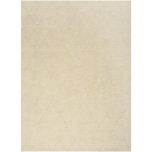 Wool Haven Ivory 5 ft. x 7 ft. Diamond Contemporary Area Rug