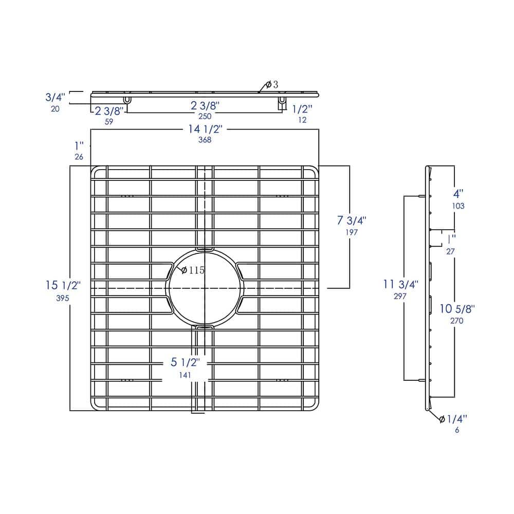 Brushed Stainless Steel Kitchen Sink Grid with Plastic Feet