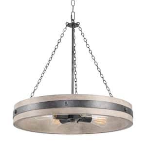 Montrose 60-Watt 4-Light Old Iron Farmhouse Pendant Light, No Bulb Included