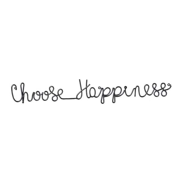 30 in. 3-D Cursive Metal Wall Decor in Black Finish, Choose Happiness