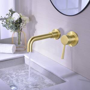 Single-Handle Wall Mounted Bathroom Faucet in Brushed Gold