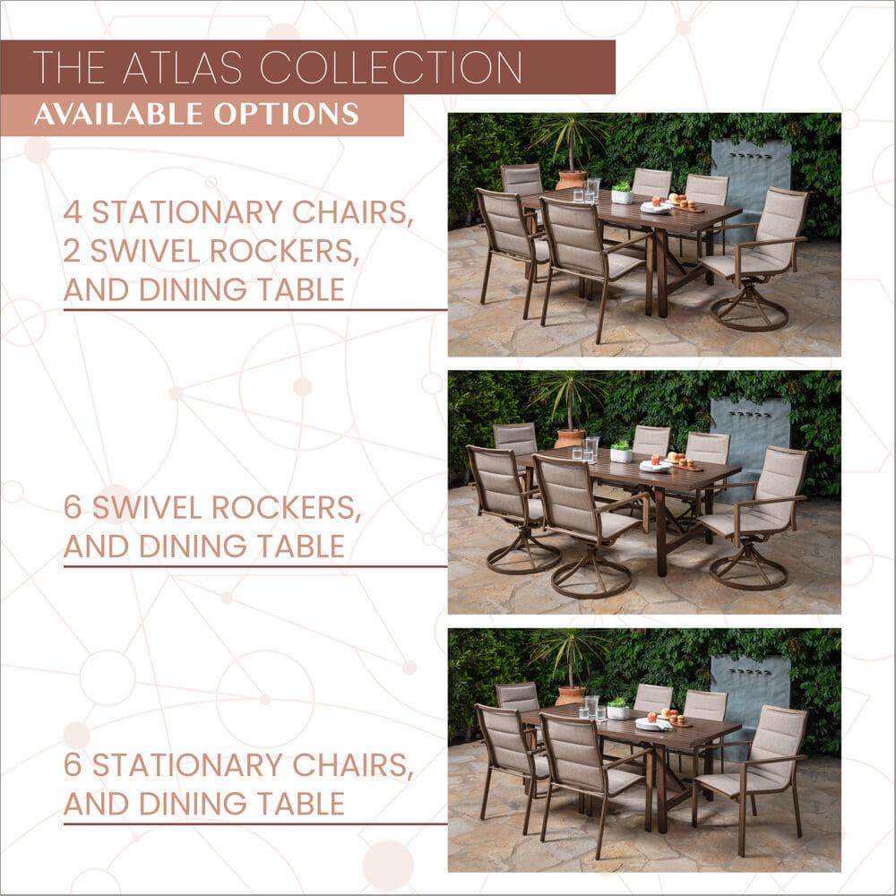 Atlas 7-Piece Modern Farmhouse Outdoor Dining Set with Swivel Rockers
