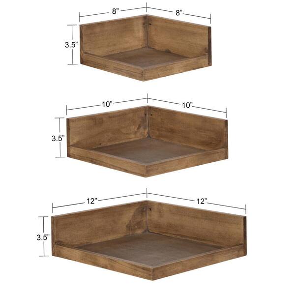 Kate and Laurel Beacon Wood Open Box Shelves Set, 3 Piece, Rustic Brown  Wood, Floating Storage and Display