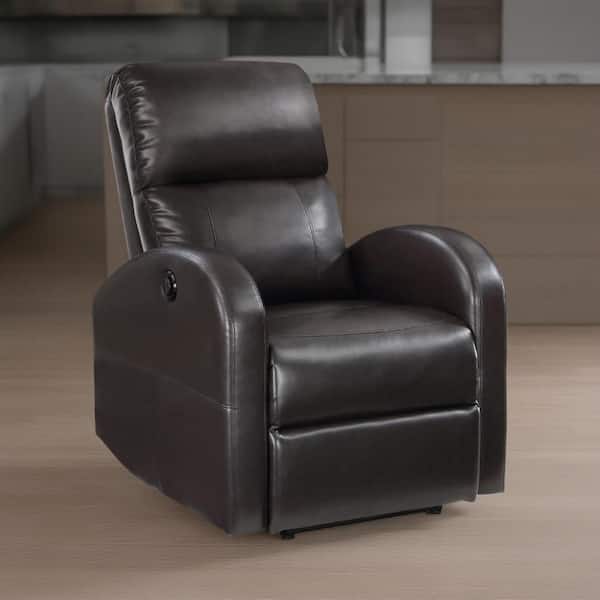 Nami Brown Faux Leather Glider Power Recliner Chair