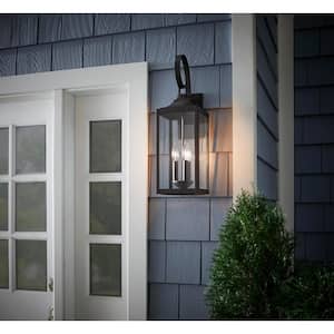 Havenridge 23.2 in. 3-Light Espresso Bronze Hardwired Outdoor Wall Light Lantern Sconce with Clear Glass (1-Pack)