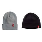Men's Gray Acrylic Cuffed Beanie Hat and Men's Black Fleece Lined Knit Hat Liner