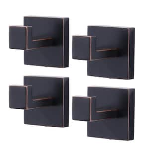 Stainless Steel Single J-Hook Robe/Towel Hook in Oil Rubbed Bronze 4-Pack