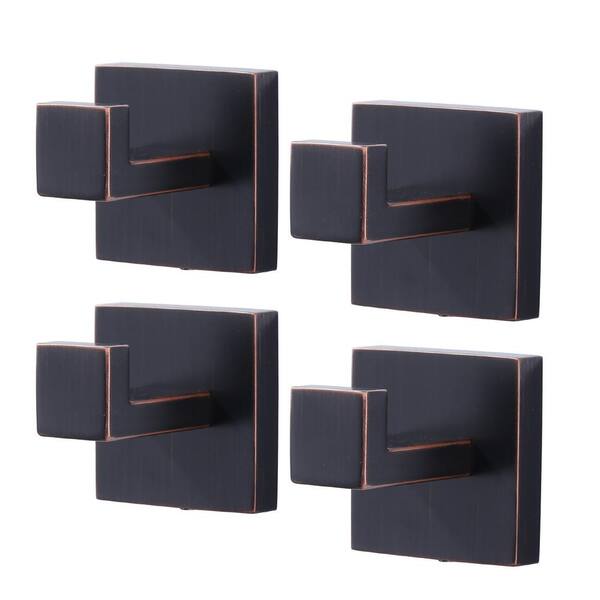WOWOW Stainless Steel Single J-Hook Robe/Towel Hook in Oil Rubbed Bronze 4-Pack
