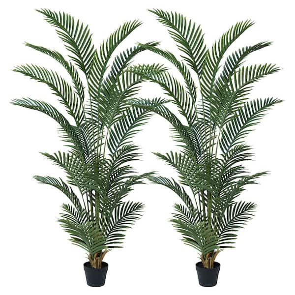 6 ft.Fake Palm UV Resistant, Potted Faux Areca Palm Plants for Indoor Outdoor, Plant for Home Living Room Decor Set of 2