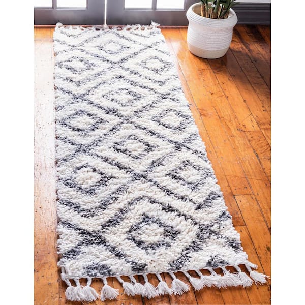 Hygge Shag Diamond Ivory 2 ft. 2 in. x 6 ft. Runner Rug