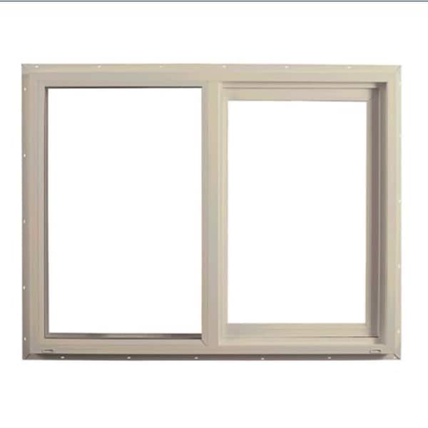 Ply Gem 47.5 in. x 35.5 in. Select Series Sand Vinyl Left-Hand Sliding Window with HPSC Glass, Screen Included