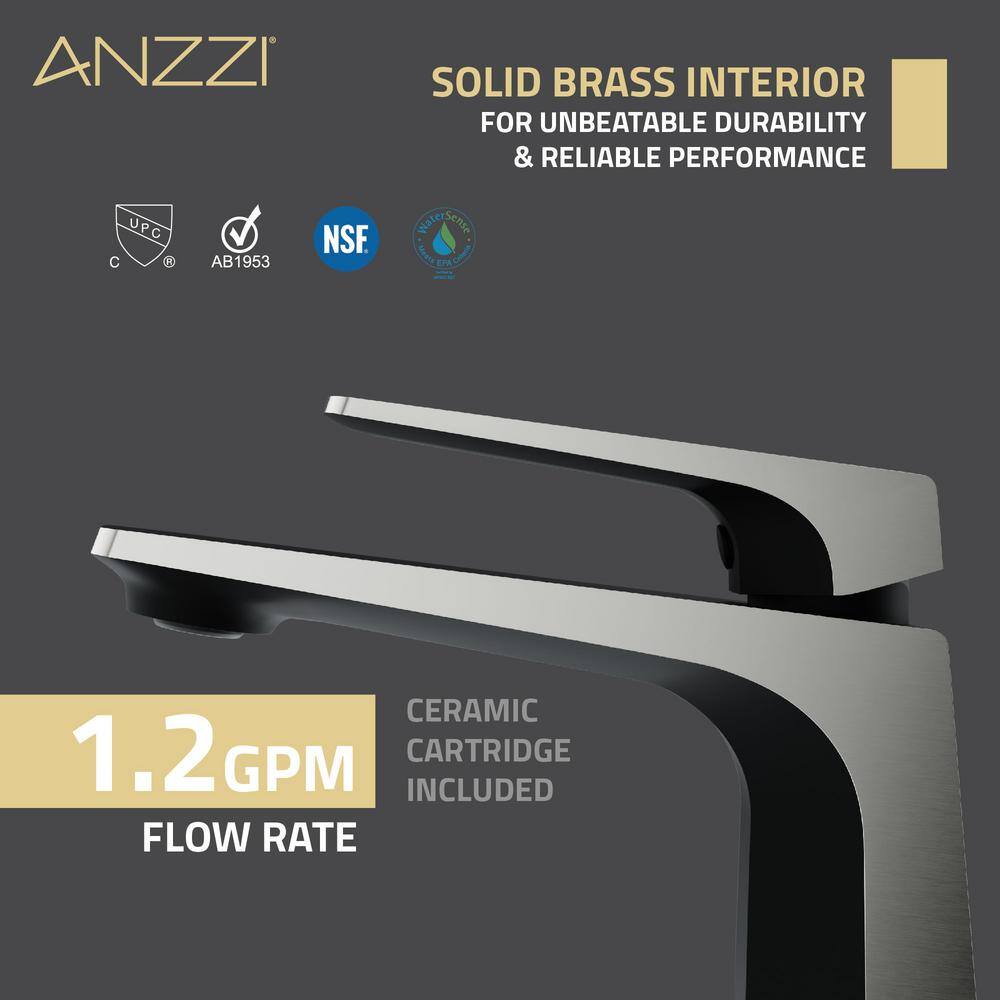 Matte Black and Brushed Nickel Single Handle Bathroom Faucet