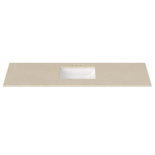 67 in. W x 22 in. D Cultured Marble Rectangular Undermount Single Basin Vanity Top in Winter Snow