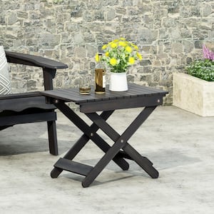 15 in. x 22.75 in. x 18.25 in. Outdoor Folding Wooden Side Table, Dark Gray