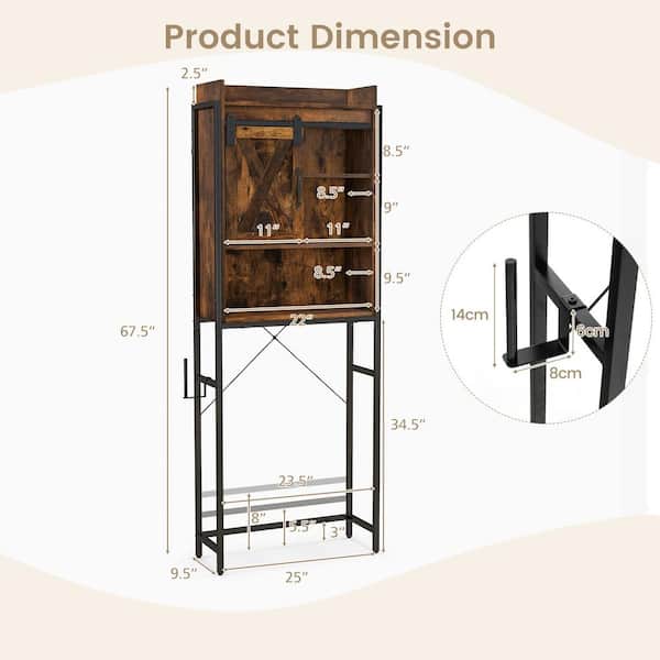 ANGELES HOME 25 in. W x 67.5 in. H x 9.5 in. D Wood Rustic