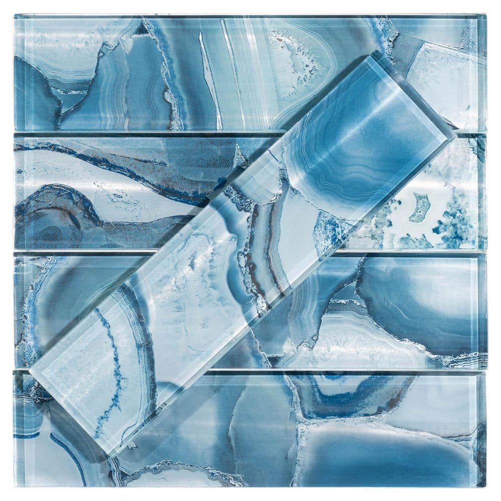Myst 3" x 12" Polished Blue Glass Subway Wall Tile