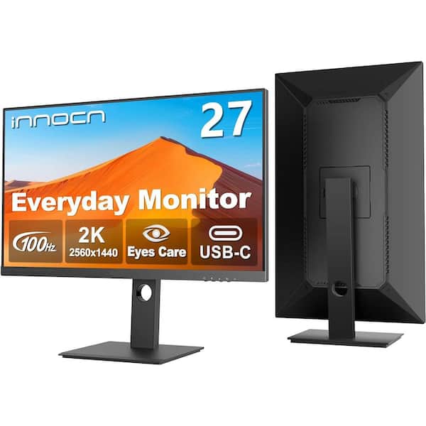 27 QHD IPS Monitor 100Hz USB-C HDMI DP Built-in Speakers Eye Care Adjustable Stand VESA Mountable