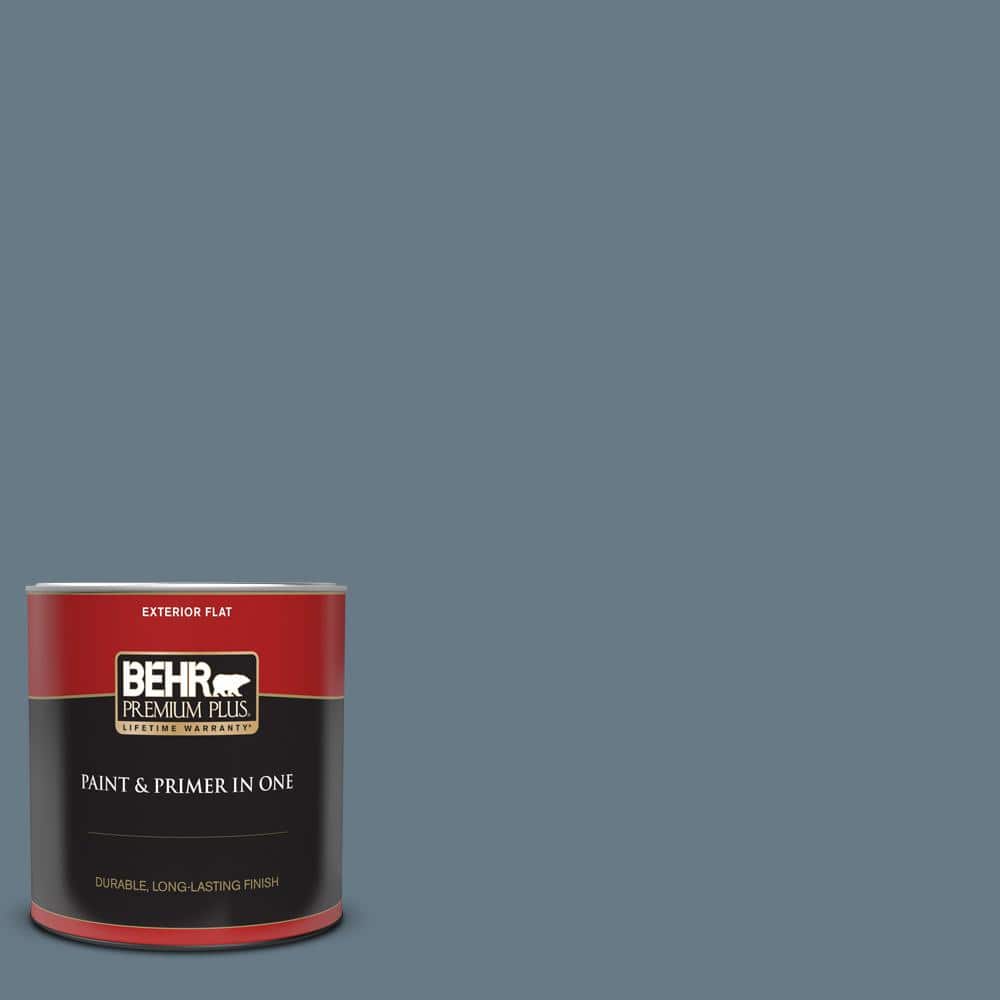 BEHR PREMIUM PLUS 1 qt. N4905 Charcoal Blue Flat Exterior Paint and