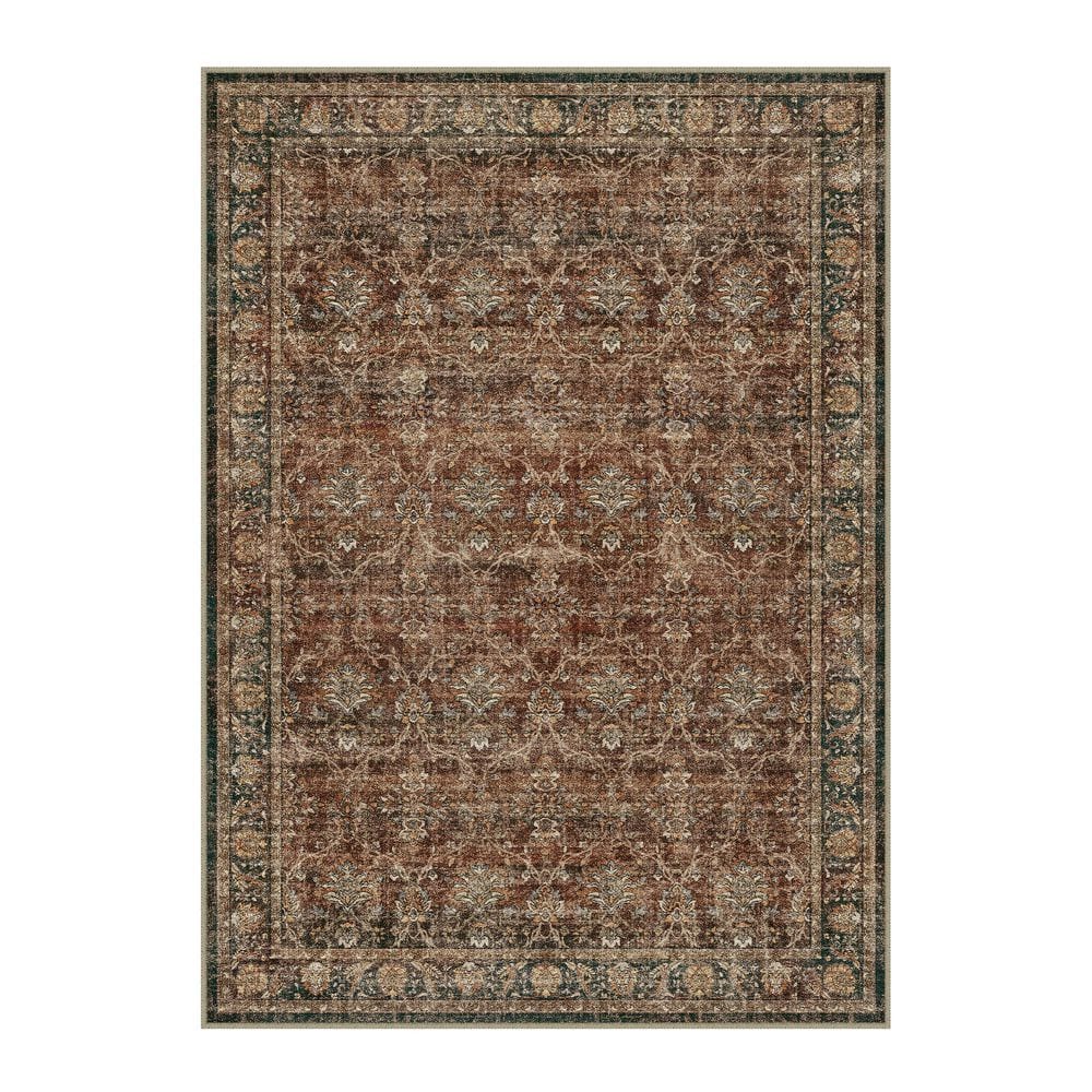 Shimmer Red 6 ft. x 9 ft. Washable Distressed Vintage Floral Area Rug price history on PriceWatchPro