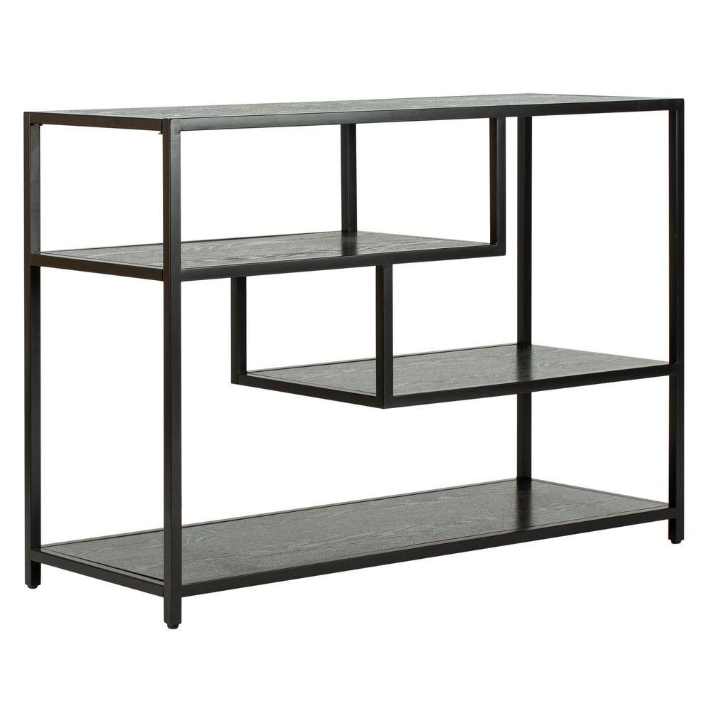 Reese Black Geometric Wood and Metal Console Table