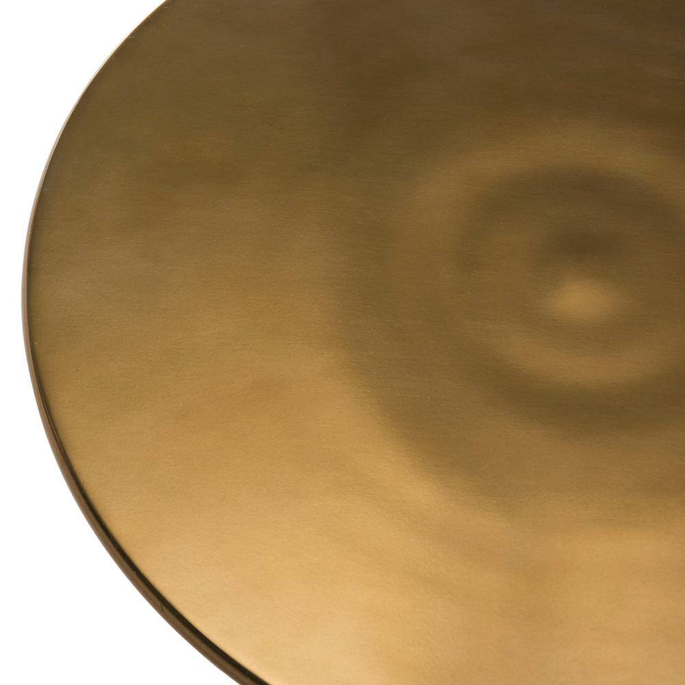 Antique Brass Round Metal Side Table, 16 Inch