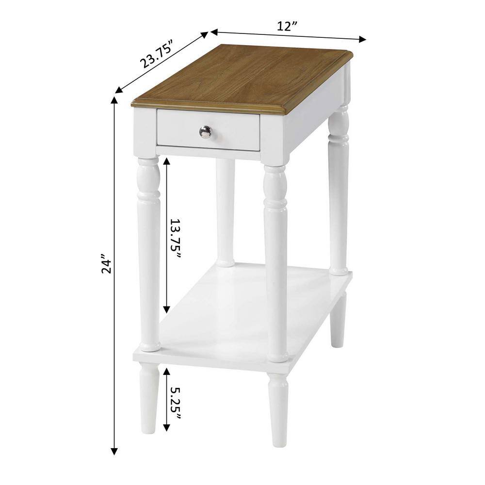 French Country Driftwood and White Wood Chairside Table with Storage