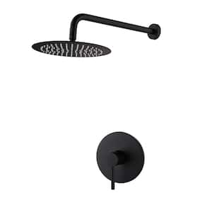 Single-Handle 1-Spray Round Shower Faucet in Matte Black Stainless Steel Showerhead