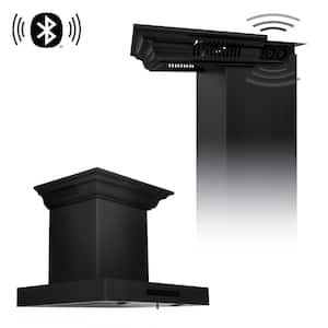 24 in. 400 CFM Ducted Vent Wall Mount Range Hood in Black Stainless Steel w/ Built-in CrownSound Bluetooth Speakers