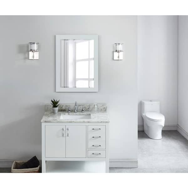 37 in. W x 22 in. D x .75 H Granite Vanity Top in Glacier White with White Basin