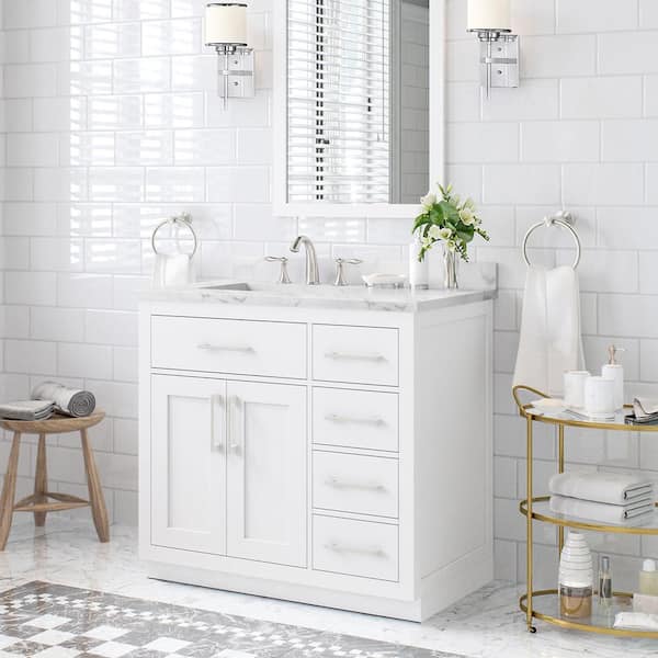 Project Source White 36-in White Undermount Single Sink Bathroom Vanity with White Cultured Marble Top