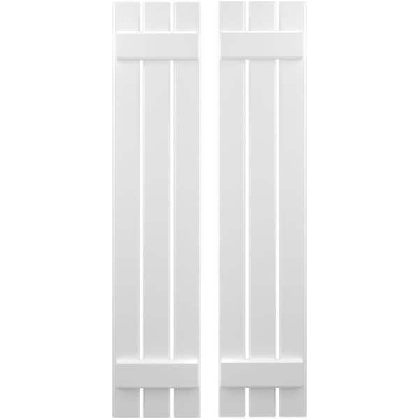 11-1/2 in. W x 51 in. H Americraft 3 Board Exterior Real Wood Spaced Board and Batten Shutters White