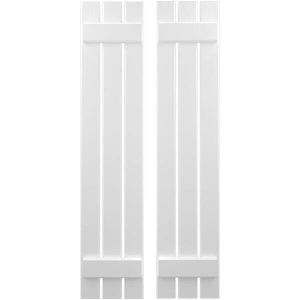 Ekena Millwork 11-1/2 in. W x 78 in. H Americraft 3-Board Exterior Real Wood Spaced Board and Batten Shutters in White