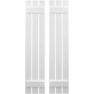 11-1/2 in. W x 83 in. H Americraft 3-Board Exterior Real Wood Spaced Board and Batten Shutters in White